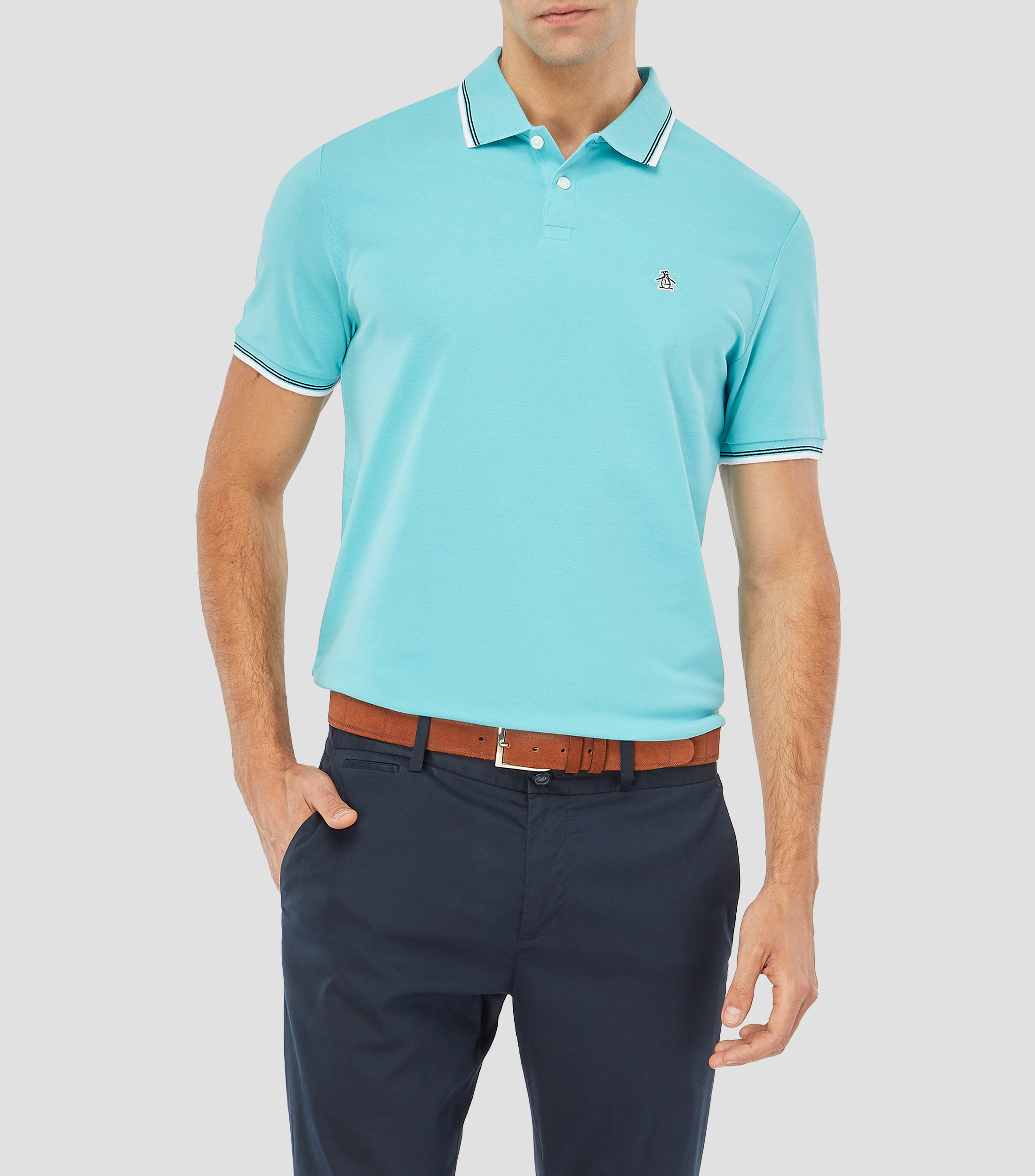 Playera tipo polo manga corta lisa Hombre